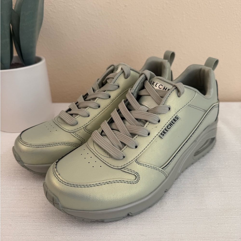 Skechers Sage Pearl Faux Leather Athletic Shoes - Picture 3 of 14